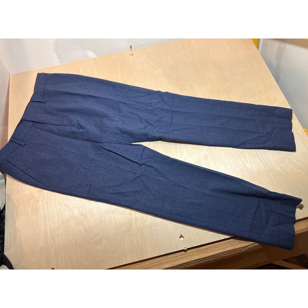 Bonobos Mens Blue Herringbone Wool Blend Dress Pants Size 33 Flat Front Trousers